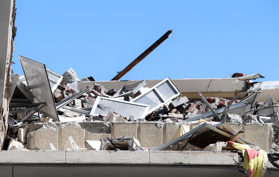 Dust building rubble house demolition