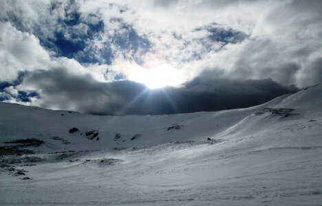 Sun snow clouds photo