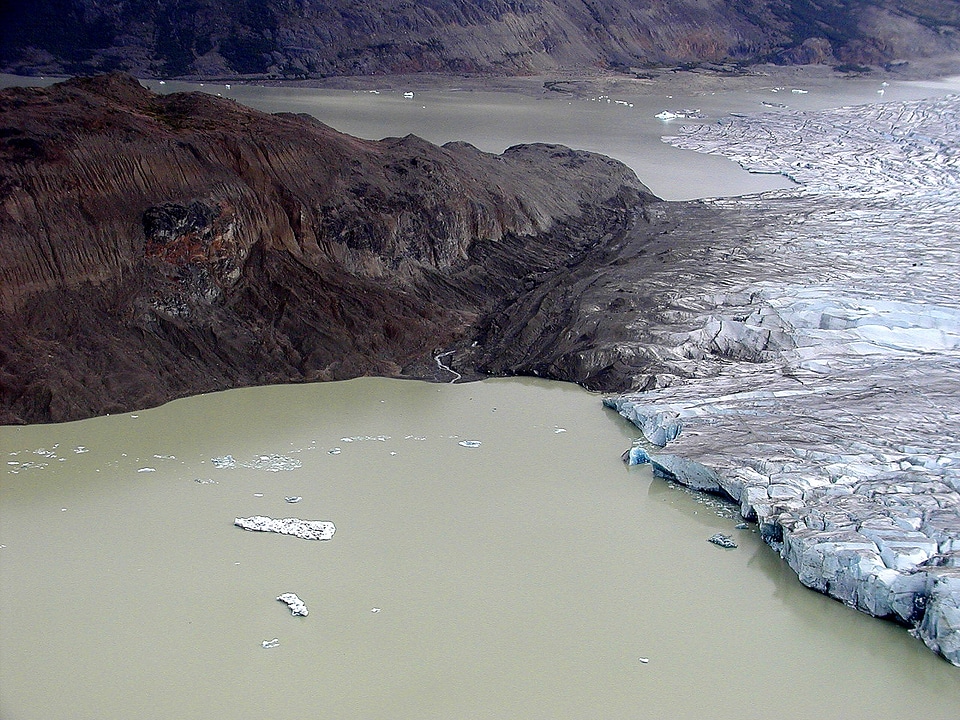 Aerial view ice snow