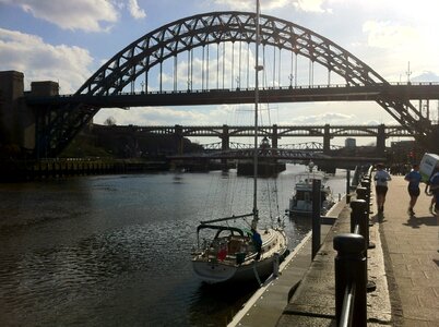 Silhouette bridge river photo