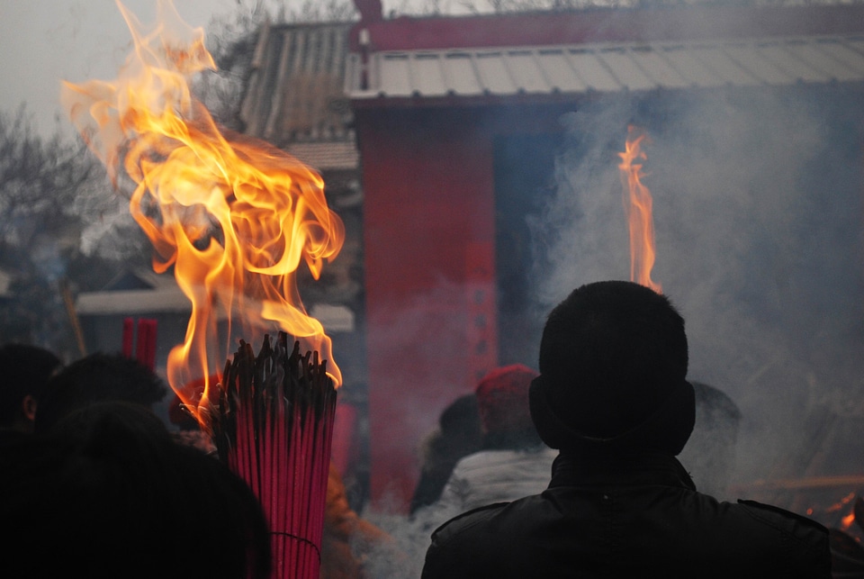 Fire burning worship