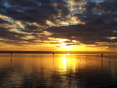 Clouds sunset lake constance