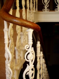 Cast iron pans decorated staircase photo