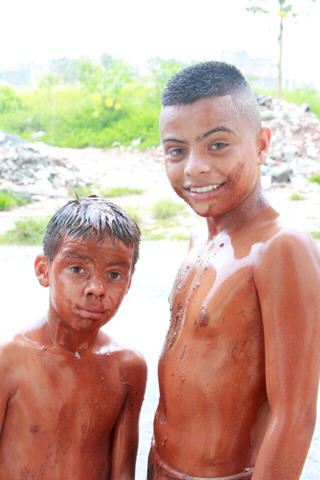 Child dirty clay
