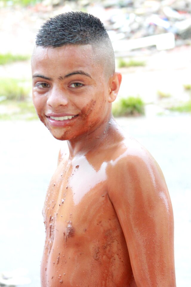 Child dirty clay