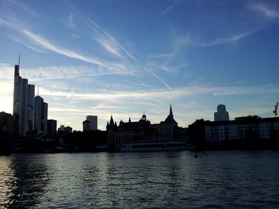 City in the evening sky