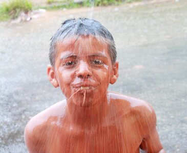 Child dirty clay