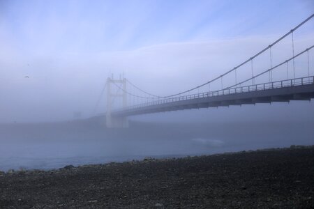 The bridge in fog river iceland