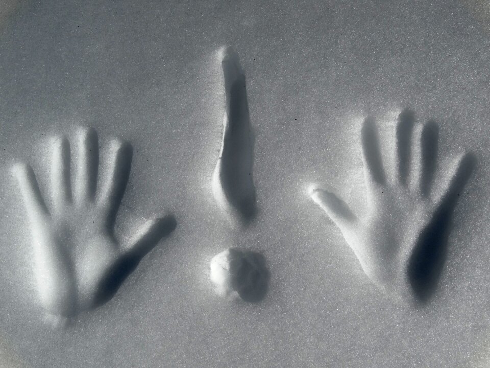Containing hand signals snow tracks