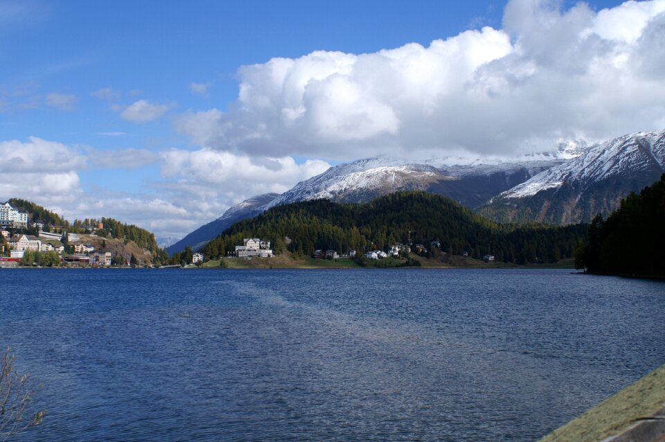 Lake cumulus clouds blue