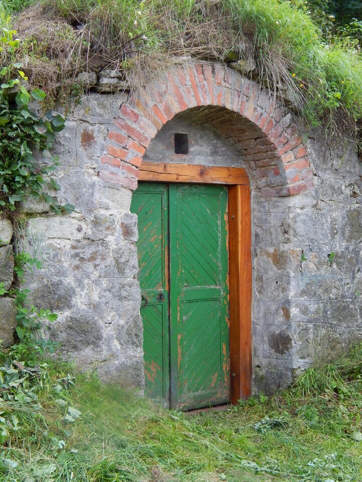 Closed wood door entrance