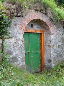 Closed wood door entrance
