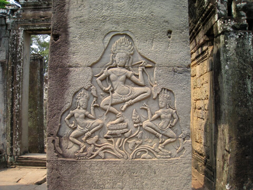 Cambodia wu at angkor wat carved stone