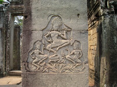Cambodia wu at angkor wat carved stone
