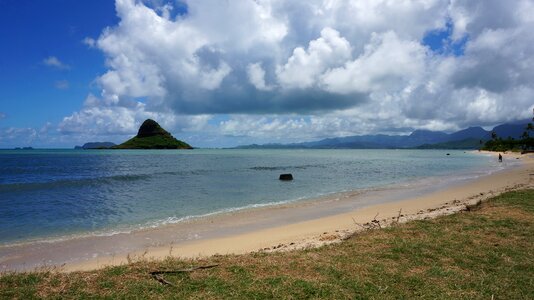 Landscape the sea blue sky and white clouds photo