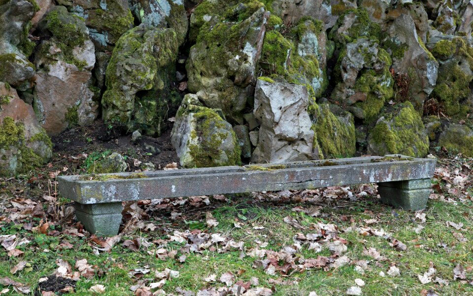 Old rock bank bench