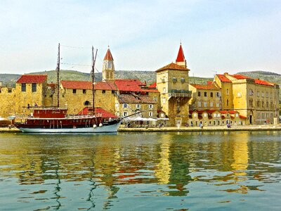Bright lakeside town
