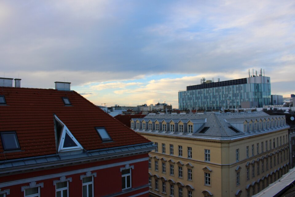 Blue building blue sky
