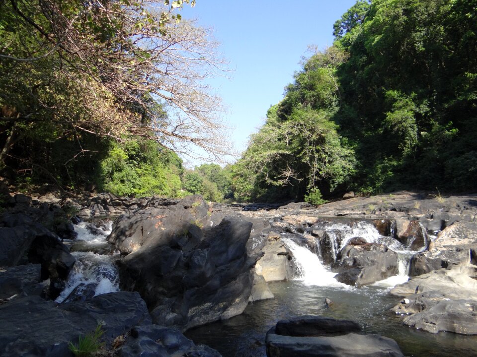 Water flowing rapids
