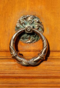 Door knob wood handle photo