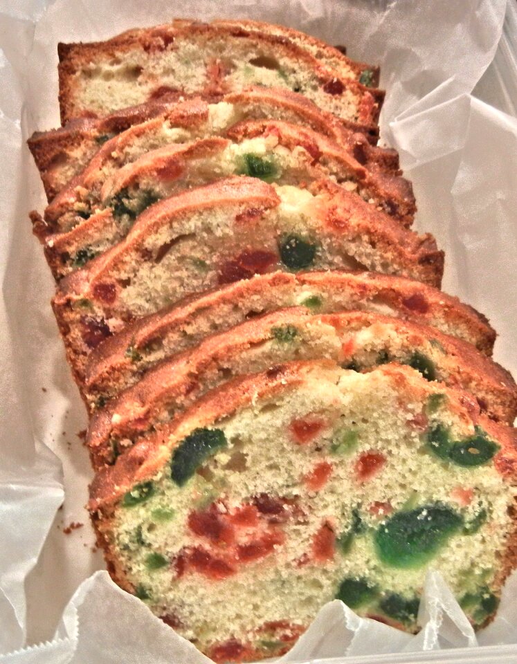 Glazed cherry loaf cake food