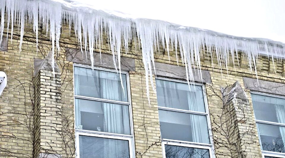 Brick house winter canada photo