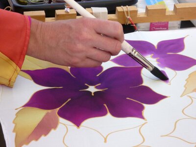 Textile painting silk textile color