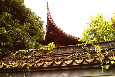 The grand view garden eaves tile ancient architecture photo
