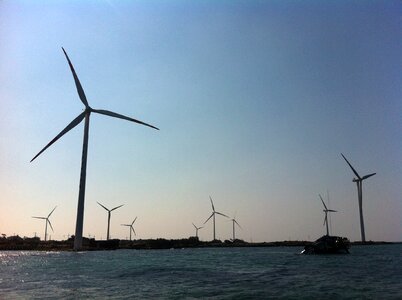 Jeju island sea wind power plant photo