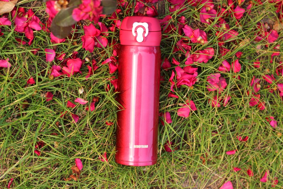 Red vacuum flask cup bears