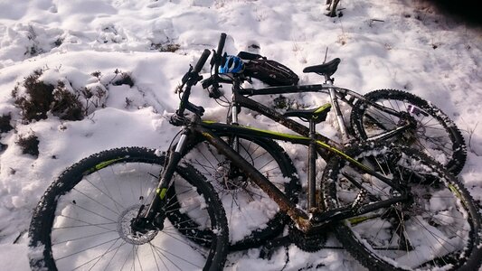 Bicycles in the snow