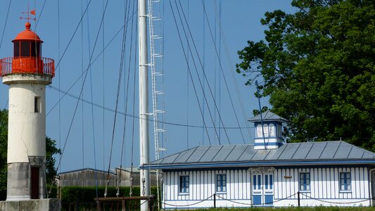 Lighthouse urban setting port