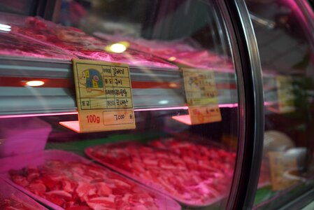 Meat display cases pork