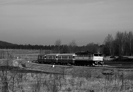 Train black and white photo landscape photo