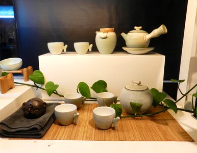 Cup tea set scene photo