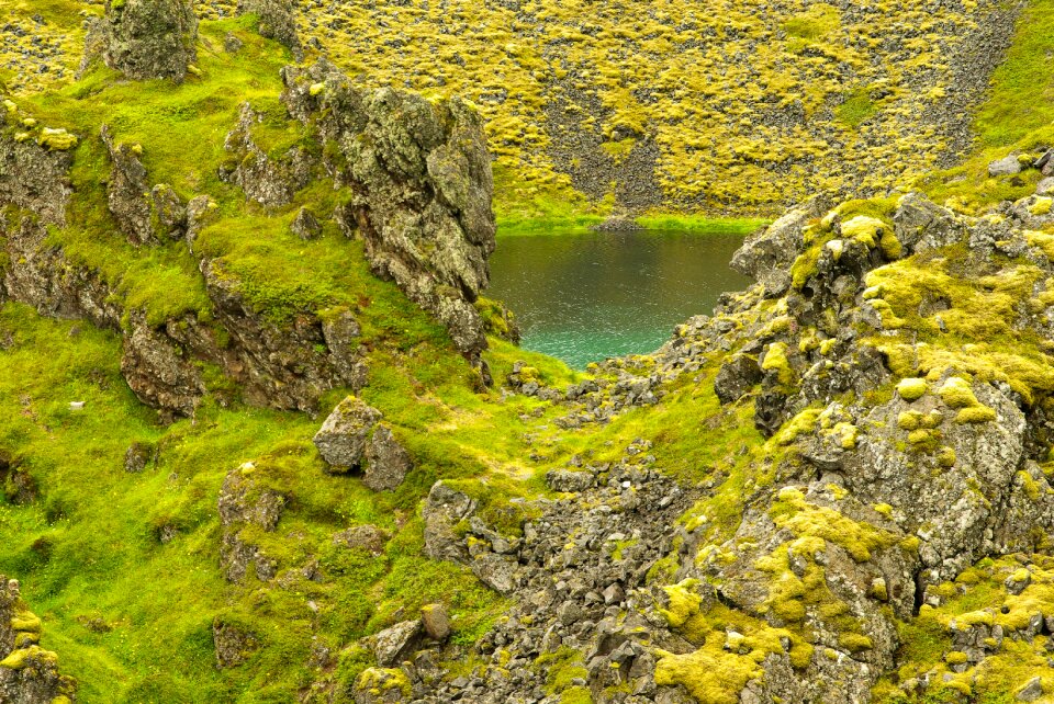 Lake foams volcano