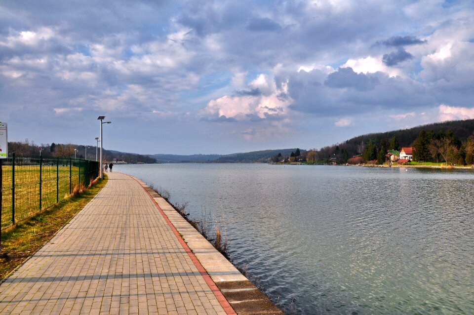 Walking path lakeside nature