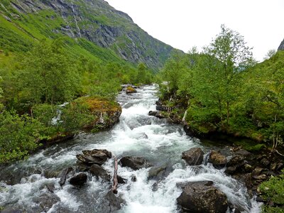 Waterfall norway fjord photo