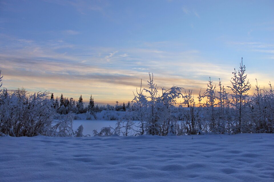 Snow cold lake photo