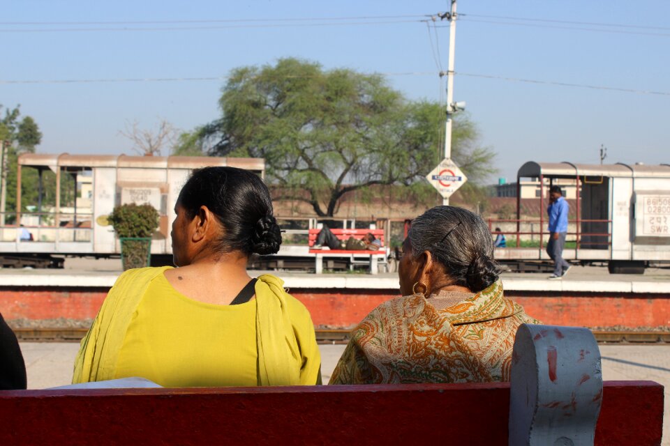 Female person railway station