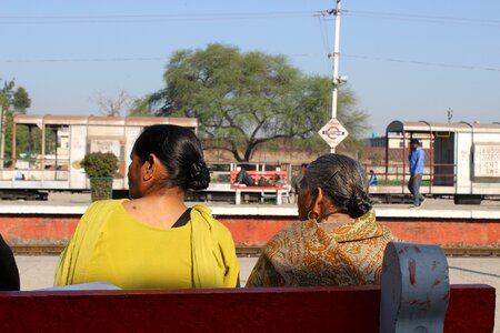 Female person railway station