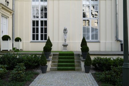 Lady stairs the statue