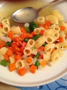 Broth pasta soup photo