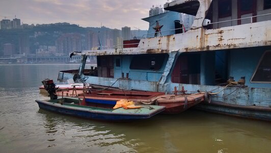 Old boat riverside the mottled