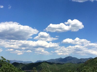 Blue sky and white clouds mountain the scenery photo