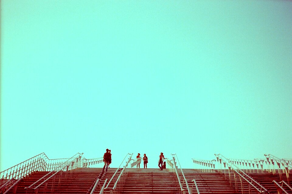 Sky stairs blue