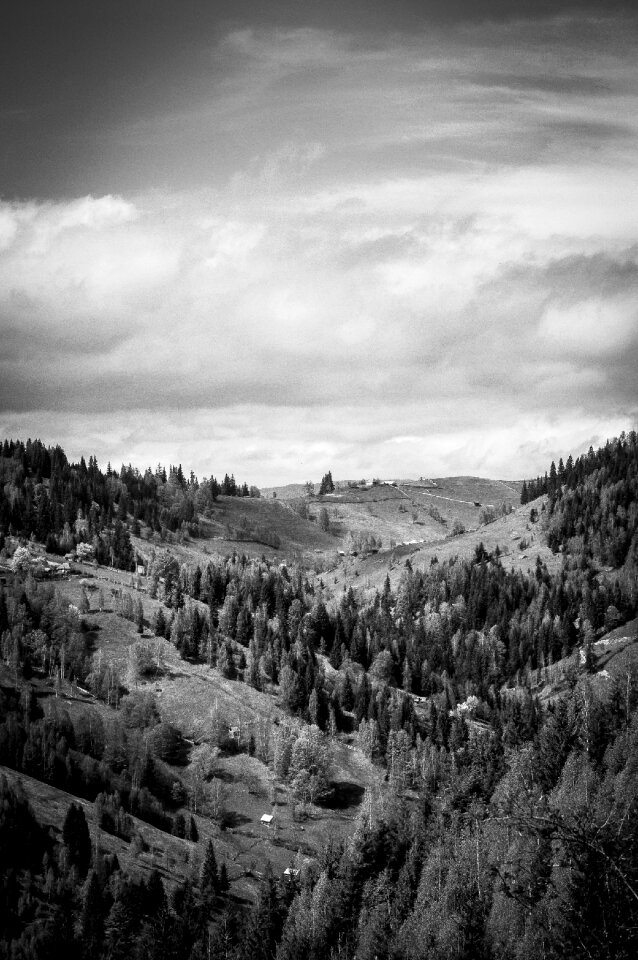 Clouds hills trees
