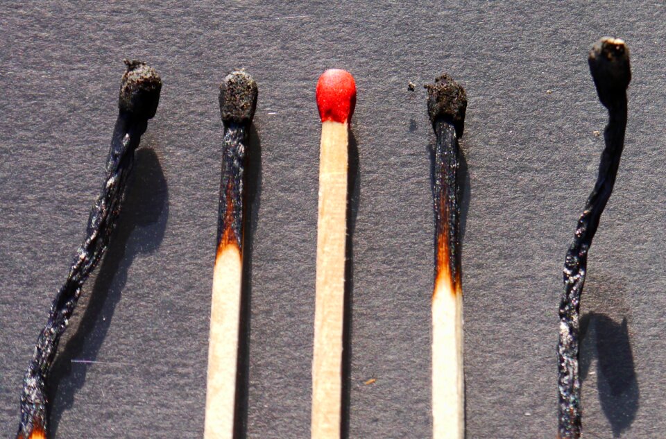Burn close up matches