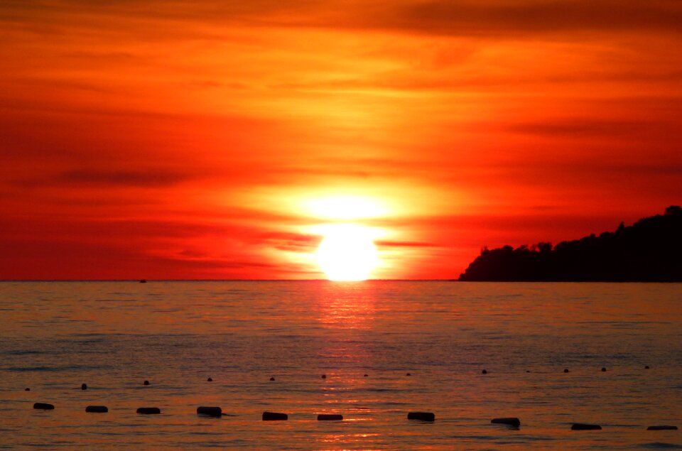 Sea orange evening photo