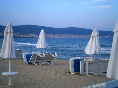 Beach evening parasol photo